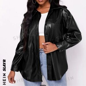 SHEIN leather jacket black